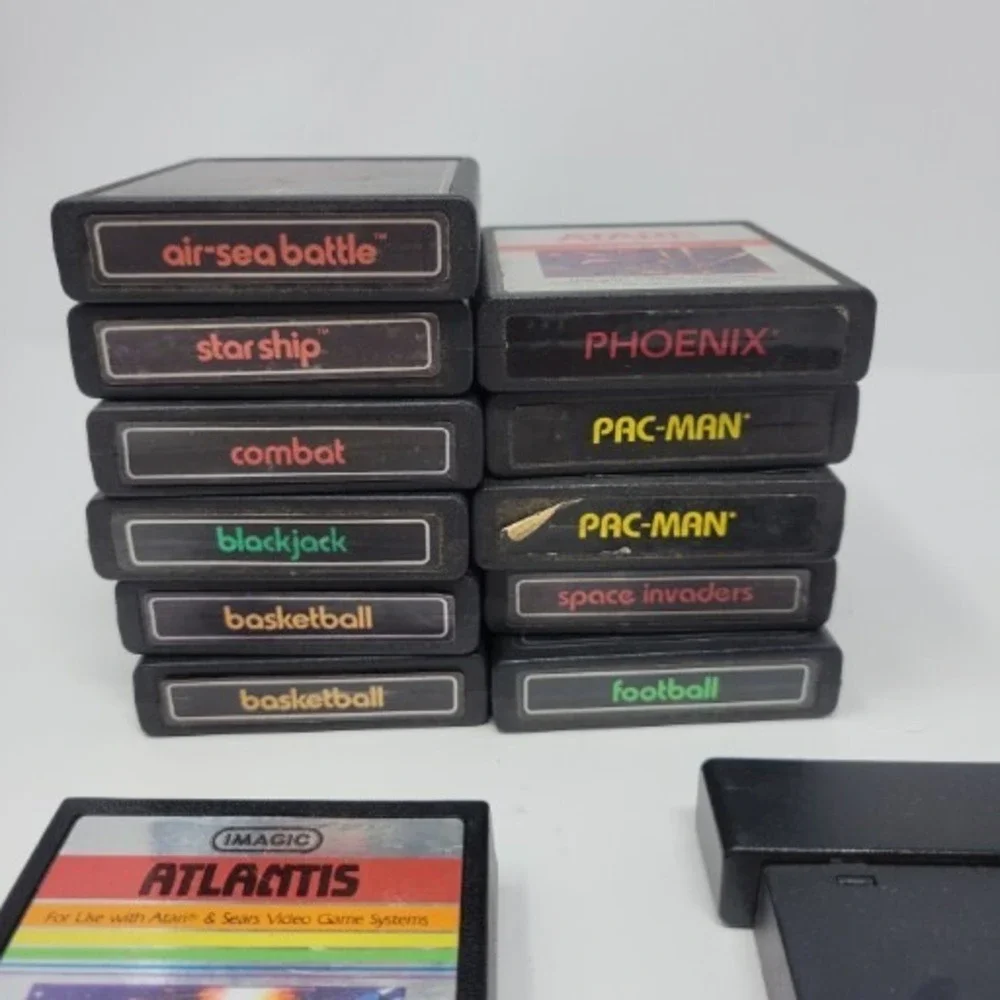 Lot Of 13 Atari‎ Games Atlantis, Football, Pacman, Starship, Phoenix, Invaders